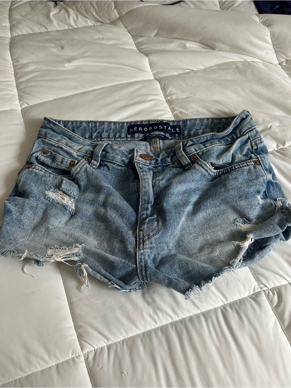 Aeropostale Light Blue Distressed Denim Jean Shorts